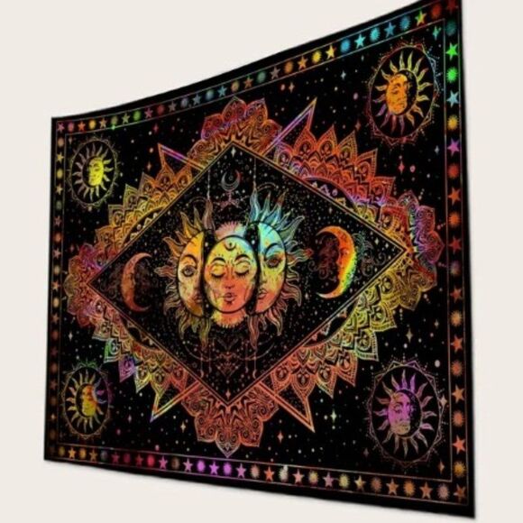 NEON BOHEMIAN SUN MOON UNIVERSE TAPESTRY. 150 * 200 - Picture 2 of 10